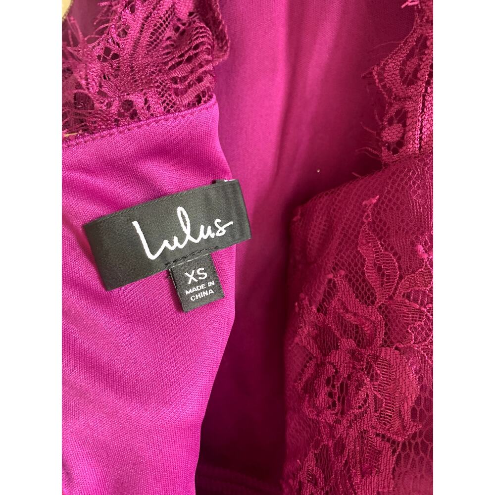 Lulus Truly Stunning Dark Magenta Lace Skater Dress XS NWT - Picture 5 of 7